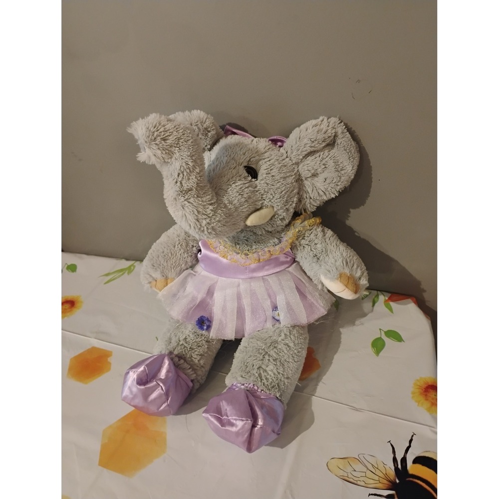 The Bear Factory Grey Elephant Plush Ballerina Purple Tutu Vintage 2001 Stuffed
